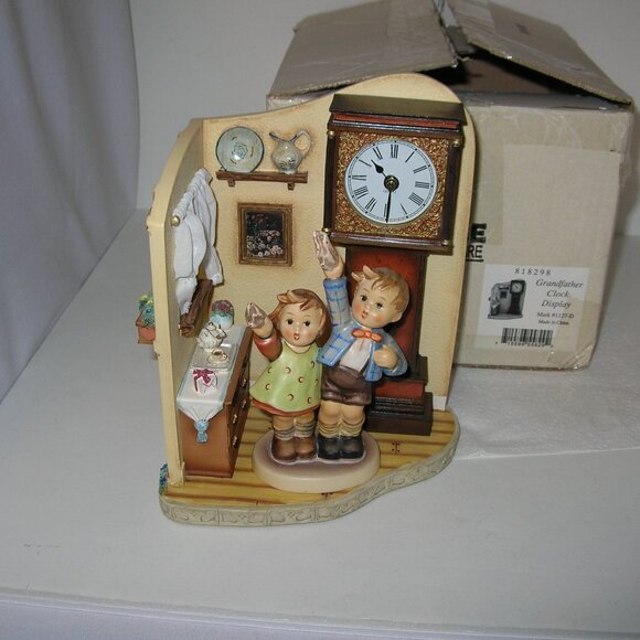 GRANDFATHER CLOCK  Hummelscape w/Box & AUF WIEDERSEHEN Figurine #153/0 TMK5 RARE - Picture 2 of 11
